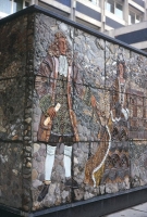 The mural in its original position ran around two corners at each end. Here at the left hand end there are courtiers from the 18th century. - click to enlarge The mural in its original position ran around two corners at each end. Here at the left hand end there are courtiers from the 18th century.