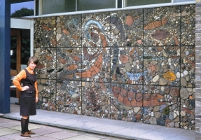This photo was taken about seven years after ‘Evolution of Life in the Sea’ was completed. Kennedy and I, now married, were on holiday in Yorkshire and I took him to see the mural. I am standing in the perceived fashion of the time looking remarkably self conscious. - click to enlarge This photo was taken about seven years after ‘Evolution of Life in the Sea’ was completed. Kennedy and I, now married, were on holiday in Yorkshire and I took him to see the mural. I am standing in the perceived fashion of the time looking remarkably self conscious.