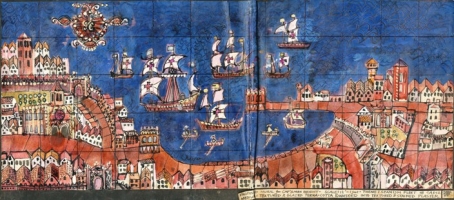 Original drawing for the Spanish Fleet off Cadiz mural