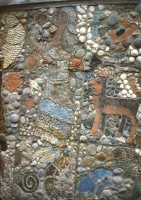 The angel in this detail was made in class by a group of 3rd formers (Year 6.) Only the youngest children worked in class. All the older girls worked on the mural on a voluntary basis in their own time. - click to enlarge The angel in this detail was made in class by a group of 3rd formers (Year 6.) Only the youngest children worked in class. All the older girls worked on the mural on a voluntary basis in their own time.