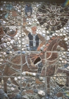 Two 6th formers cooperated on this amazing figure of a king on horse back. I would have shown them images of formalised early Renaissance painting, but their adaptation of this to the medium was theirs alone. - click to enlarge Two 6th formers cooperated on this amazing figure of a king on horse back. I would have shown them images of formalised early Renaissance painting, but their adaptation of this to the medium was theirs alone.