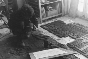 The pieces are cut up and numbered to facilitate reassembling at a later stage.  Laid here on newspaper, they will next be placed on wire trays to dry before firing in the kiln.