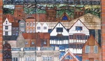 The skyline showing Exeter Cathedral and a backing of Devon hills and fields.