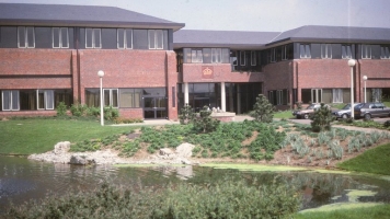 The Watford technology park with the crown watermark panel of Awberry Court.