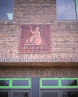 The symbol of Britannia on Marlin House.