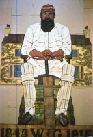 W. G. Grace on the floor of our workshop before going on the wall of the shopping centre.