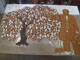 Tree and man at biscuit fired stage - click to enlarge Tree and man at biscuit fired stage