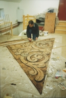 The pieces have been resined together to form 3 panels