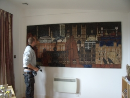 Workman admiring the new installation