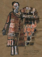 Alternative design for the mural: textured and modelled slabs of terracotta with minimal glazing - click to enlarge Alternative design for the mural: textured and modelled slabs of terracotta with minimal glazing